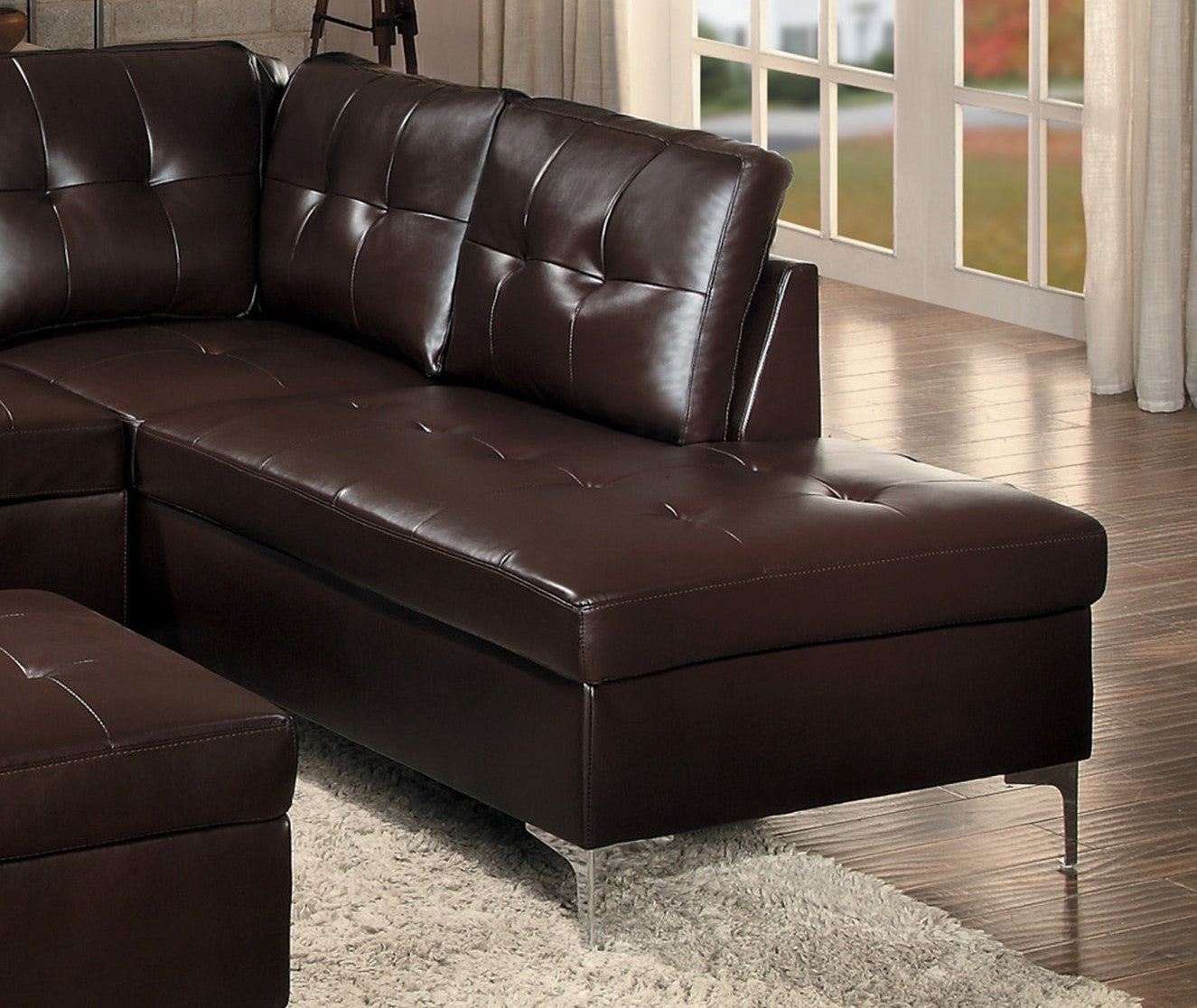 Contemporary Brown 3pc Sectional Sofa with RSF Chaise brown-faux leather-wood-primary living