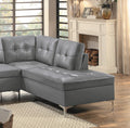 Contemporary Gray 3pc Sectional Sofa with RSF Chaise gray-faux leather-wood-primary living