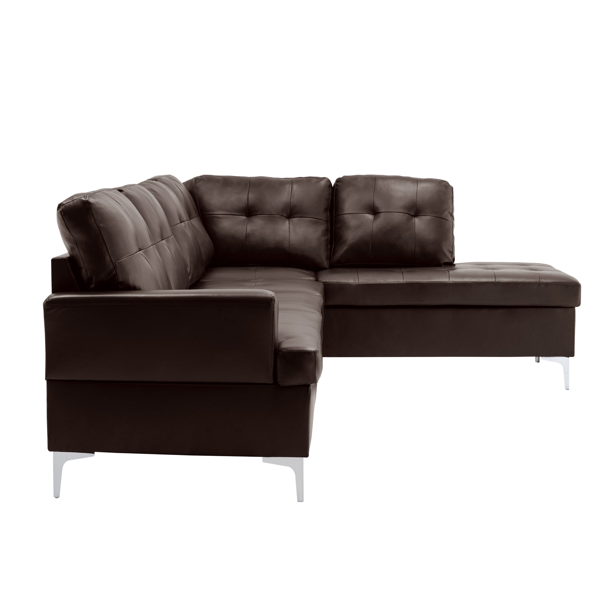 Contemporary Brown 3pc Sectional Sofa with RSF Chaise brown-faux leather-wood-primary living