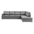 Contemporary Gray 3pc Sectional Sofa with RSF Chaise gray-faux leather-wood-primary living