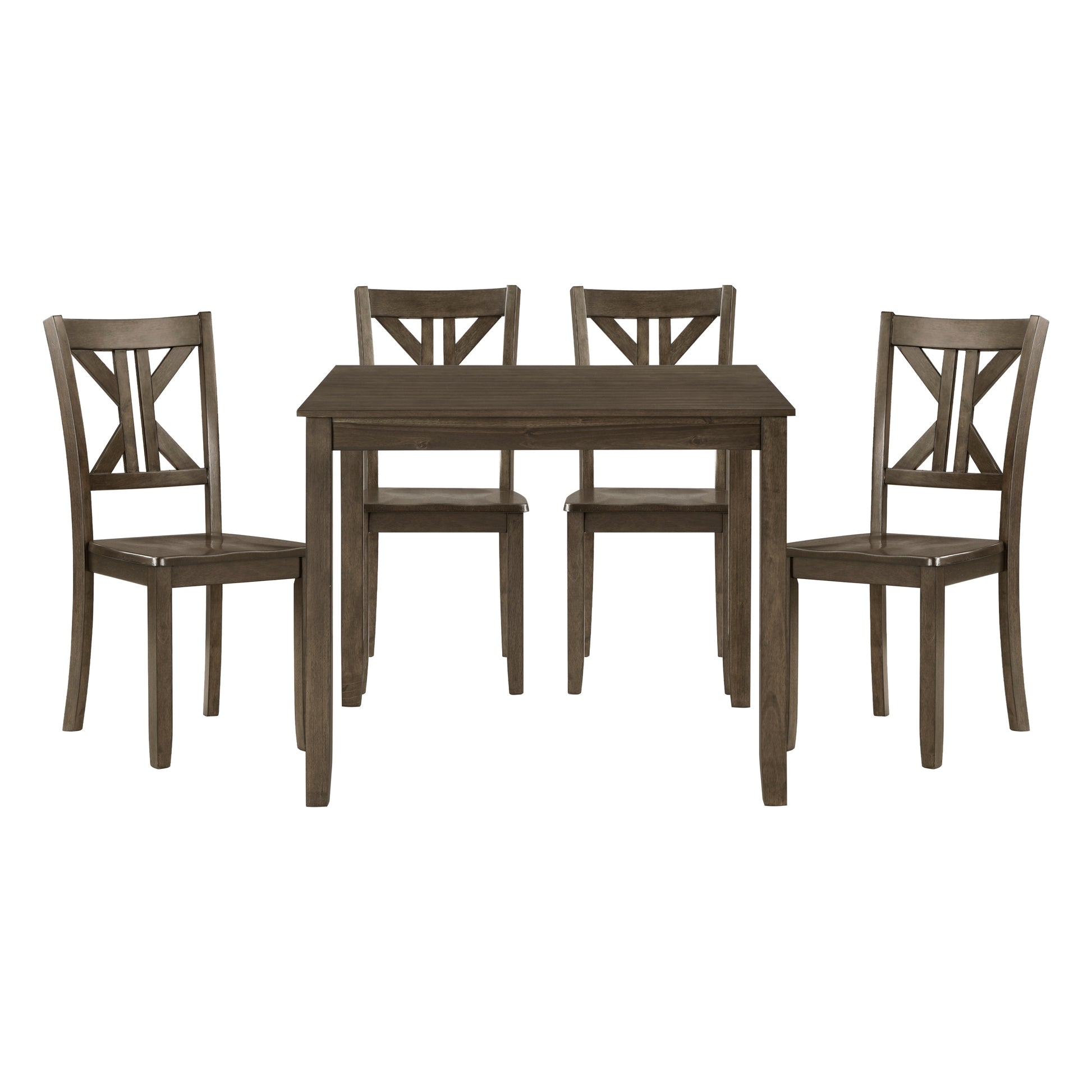 Charcoal Brown Finish 5PC Dining Set Table and 4 Side wood-wood-brown mix-seats 4-wood-dining room-36