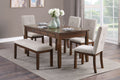 Dark Cherry Finish 6pc Dining Set Table Bench and 4 upholstered chair-wood-cherry-seats 6-wood-dining