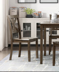 Charcoal Brown Finish 5PC Dining Set Table and 4 Side wood-wood-brown mix-seats 4-wood-dining room-36