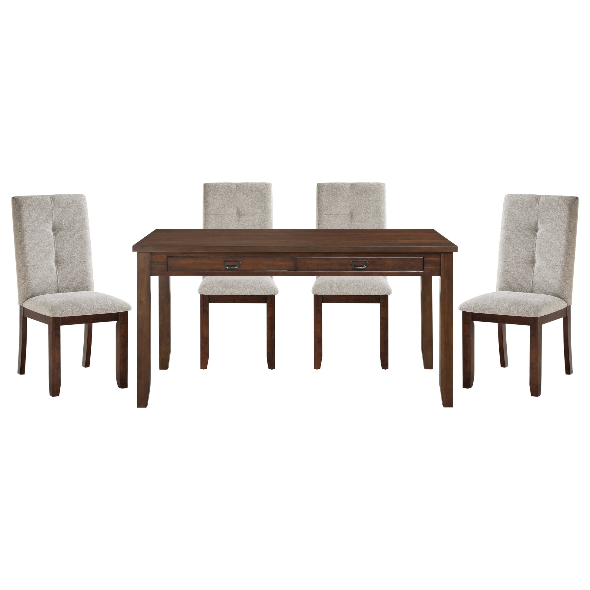 Dark Cherry Finish 5pc Dining Set Table and 4 Side upholstered chair-wood-cherry-seats 4-wood-dining