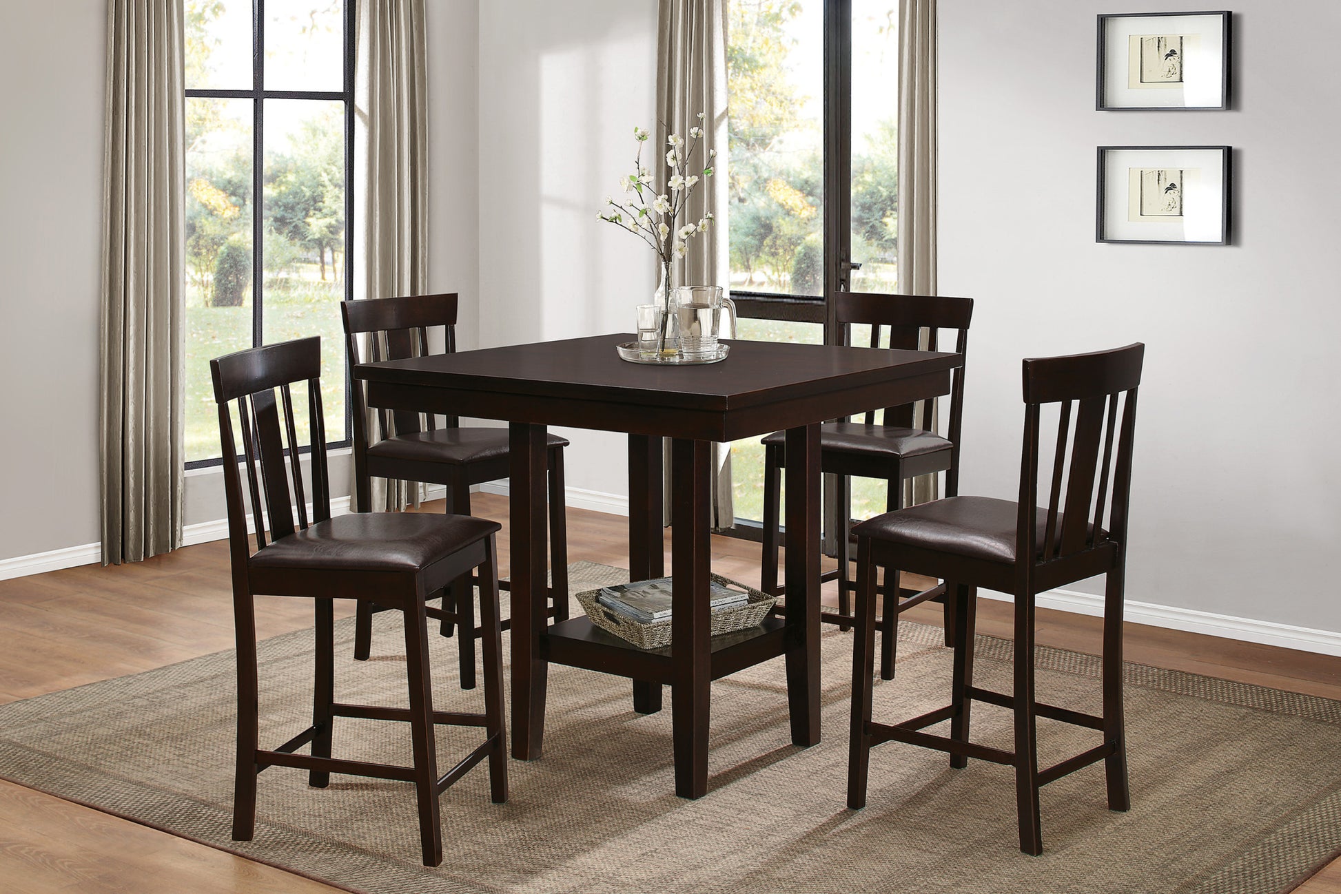 Contemporary Counter Height Table with Shelf