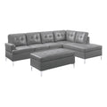 Contemporary Gray 3pc Sectional Sofa with RSF Chaise gray-faux leather-wood-primary living