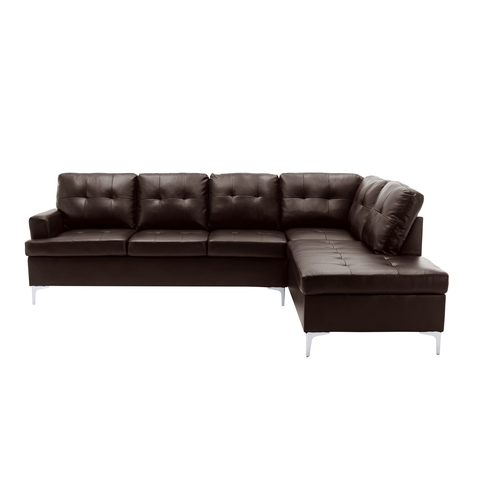 Contemporary Brown 3pc Sectional Sofa with RSF Chaise brown-faux leather-wood-primary living