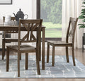 Charcoal Brown Finish 5PC Dining Set Table and 4 Side wood-wood-brown mix-seats 4-wood-dining room-36