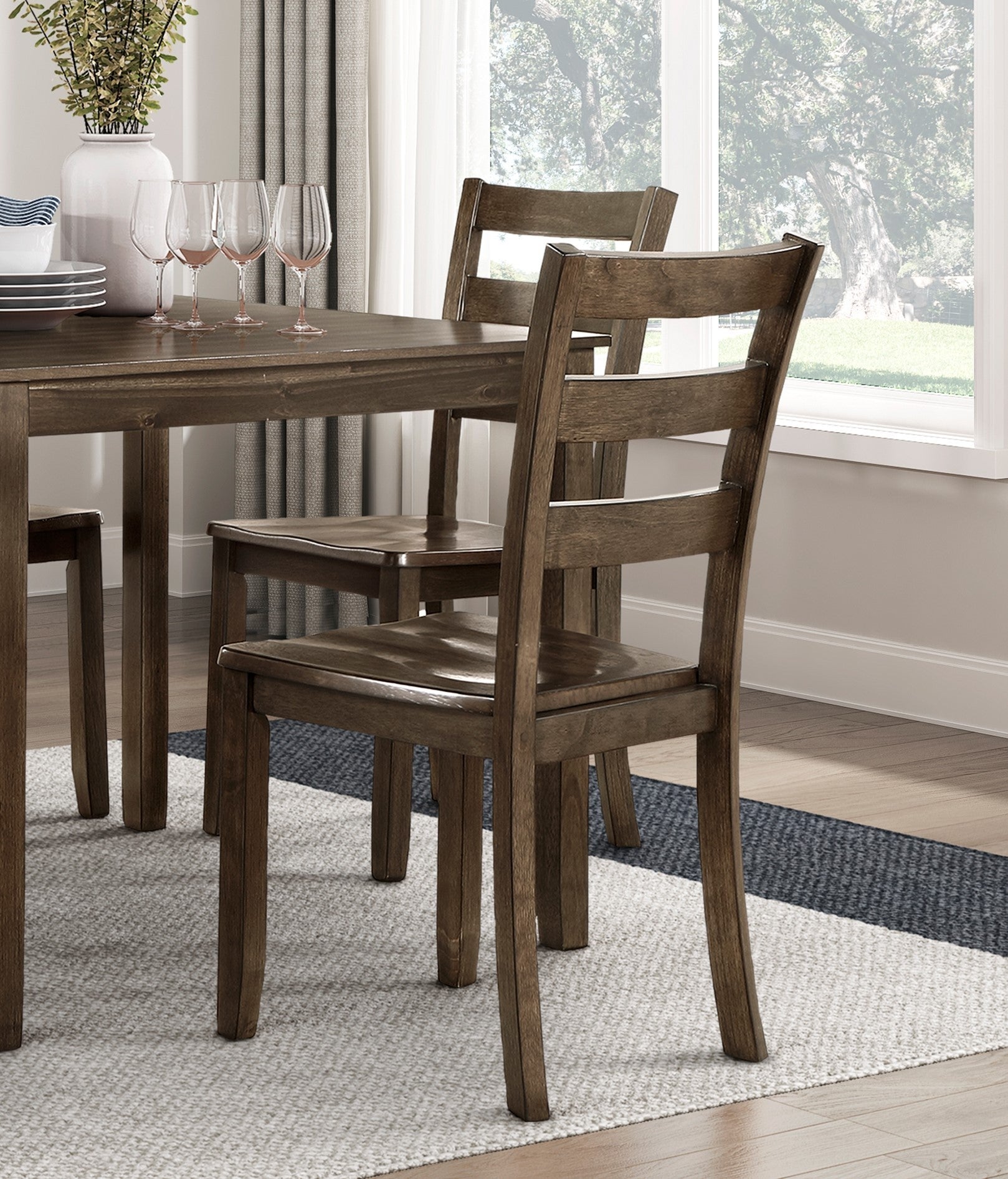 Transitional Charcoal Brown Finish 5PC Dining Set wood-wood-brown mix-seats 4-wood-dining room-36