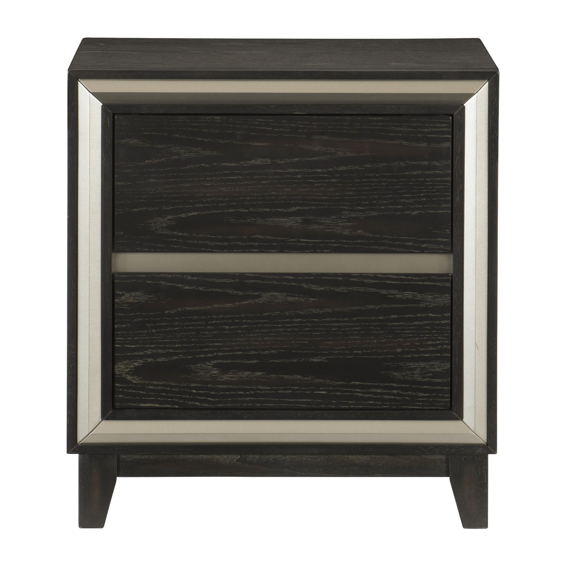 Modern Bedroom 1pc Nightstand of 2 Drawers Grooves ebony-2 drawers-bedroom-contemporary-modern-wood