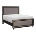 Ebony Finish and Silver Lining Modern Queen Bed Gray box spring