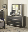 Modern Bedroom 1pc Dresser of 6 Drawers Grooves ebony-bedroom-contemporary-modern-wood