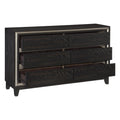 Modern Bedroom 1pc Dresser of 6 Drawers Grooves ebony-bedroom-contemporary-modern-wood