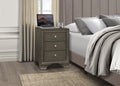 Gray Finish 3 Drawers Nightstand with 2 USB Ports gray-3 drawers-bedroom-bedside