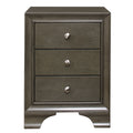 Gray Finish 3 Drawers Nightstand with 2 USB Ports gray-3 drawers-bedroom-bedside