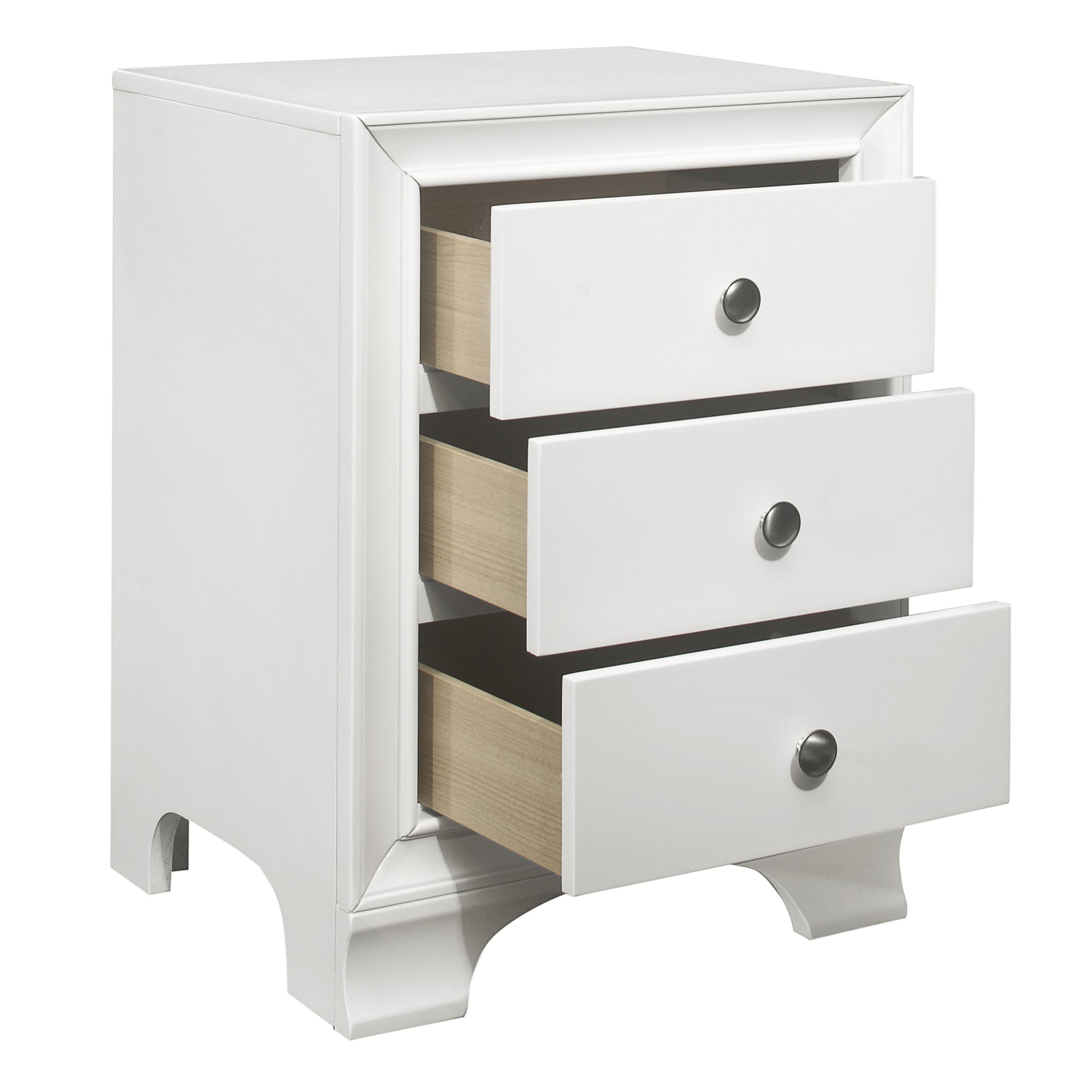 White Finish 3 Drawers Nightstand with 2 USB Ports white-3 drawers-bedroom-bedside