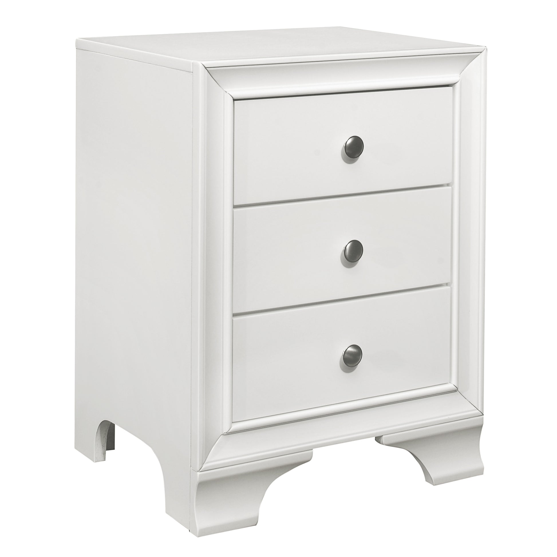 White Finish 3 Drawers Nightstand with 2 USB Ports white-3 drawers-bedroom-bedside