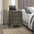 Gray Finish 3 Drawers Nightstand with 2 USB Ports gray-3 drawers-bedroom-bedside