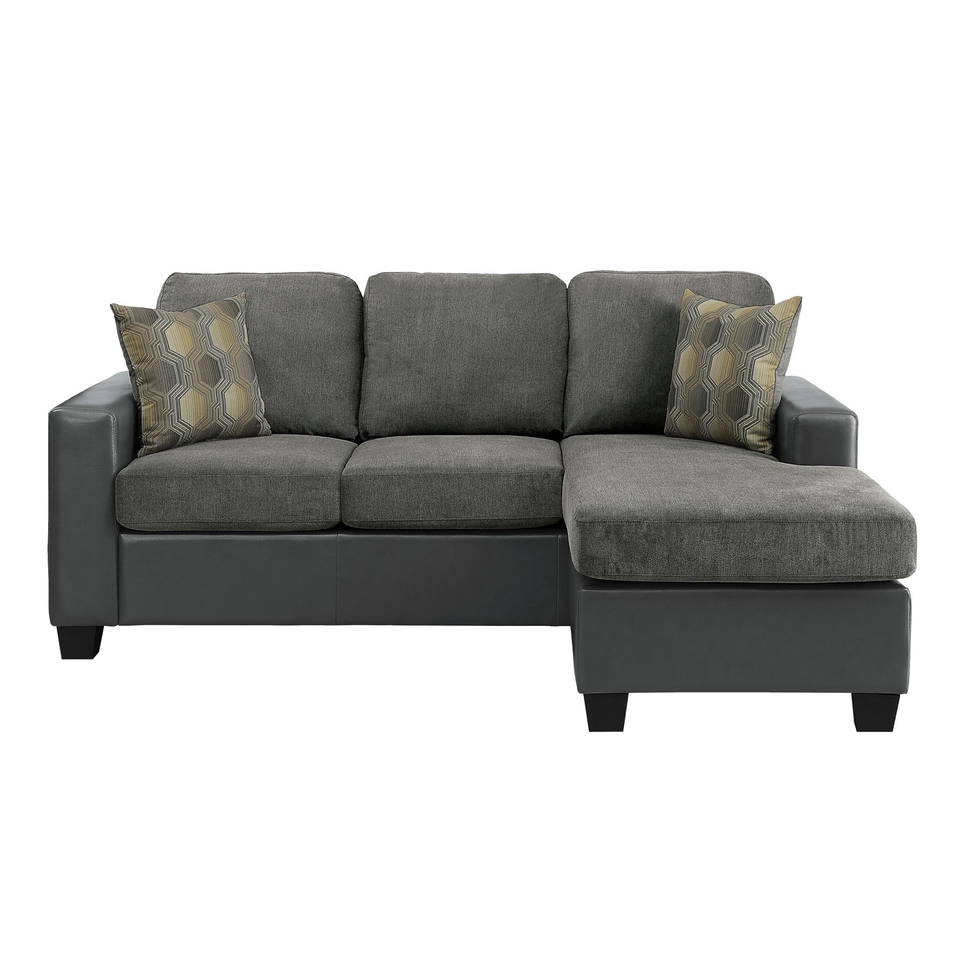 Modern Contemporary Reversible Sofa Chaise Solid Wood gray-wood-primary living