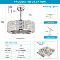 Crystal Caged Ceiling Fan with Lights Remote Control chrome-american