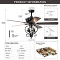 52 inch 4 Lights Ceiling Fan with 5 Wood Blades, Two matte black-traditional-wood-metal