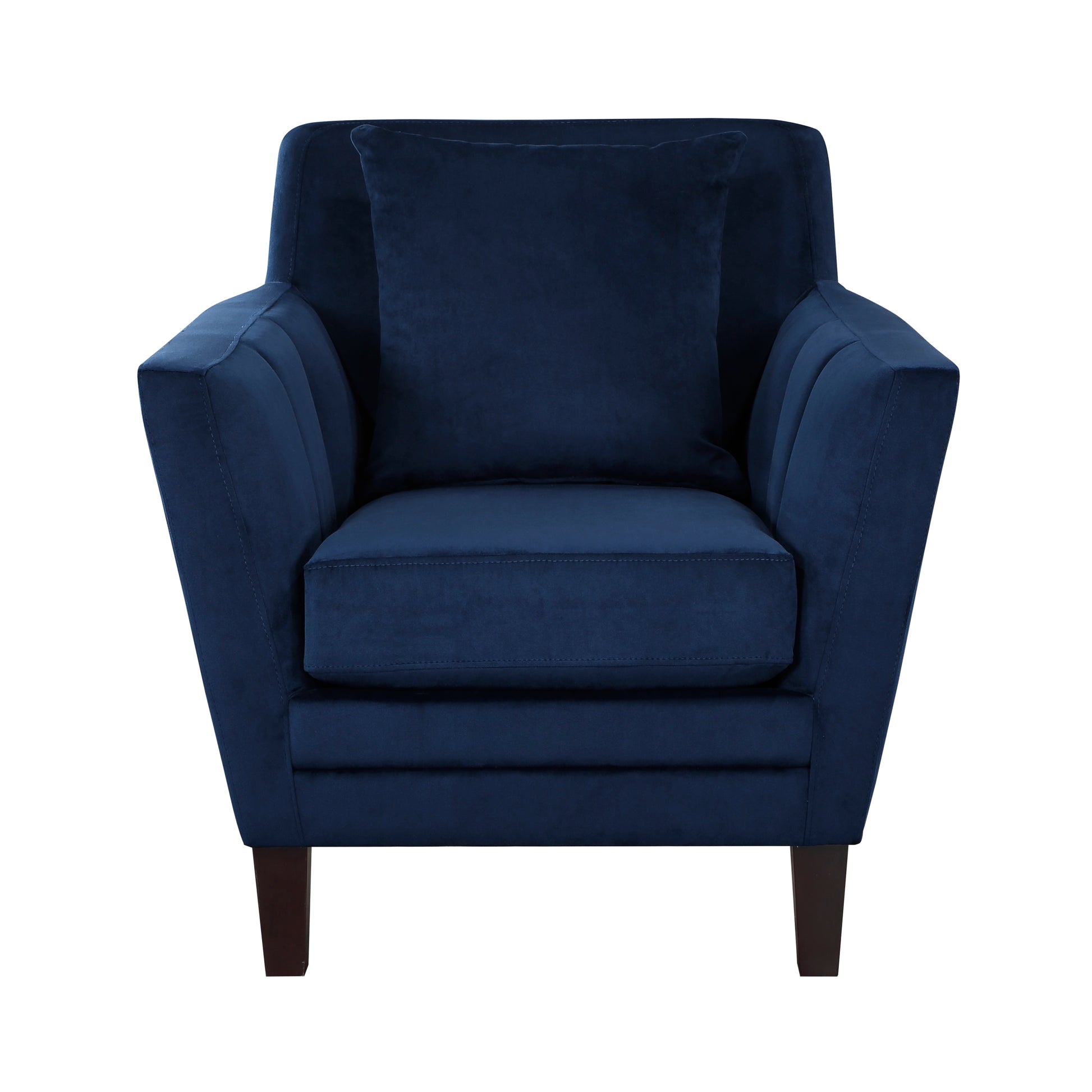 Stylish Home Accent Chair Blue Velvet Upholstery blue-primary living space-modern-solid wood