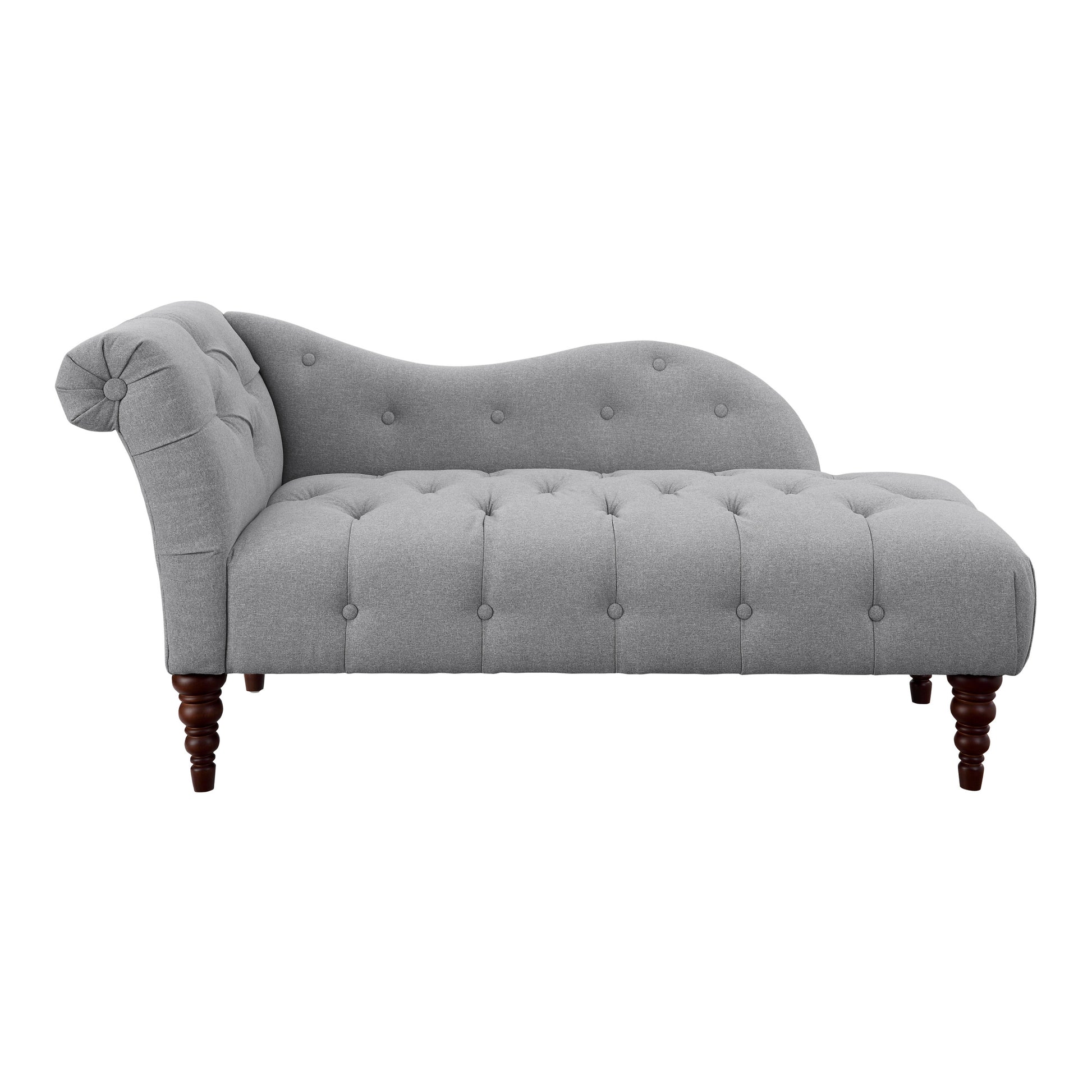 1pc Modern Traditional Chaise Button Tufted Detail gray-primary living