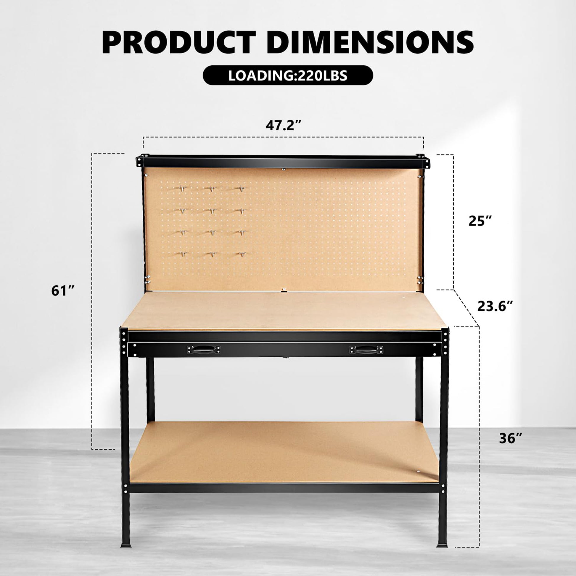 63" Tools Cabinet Working Tables Workbench Tool