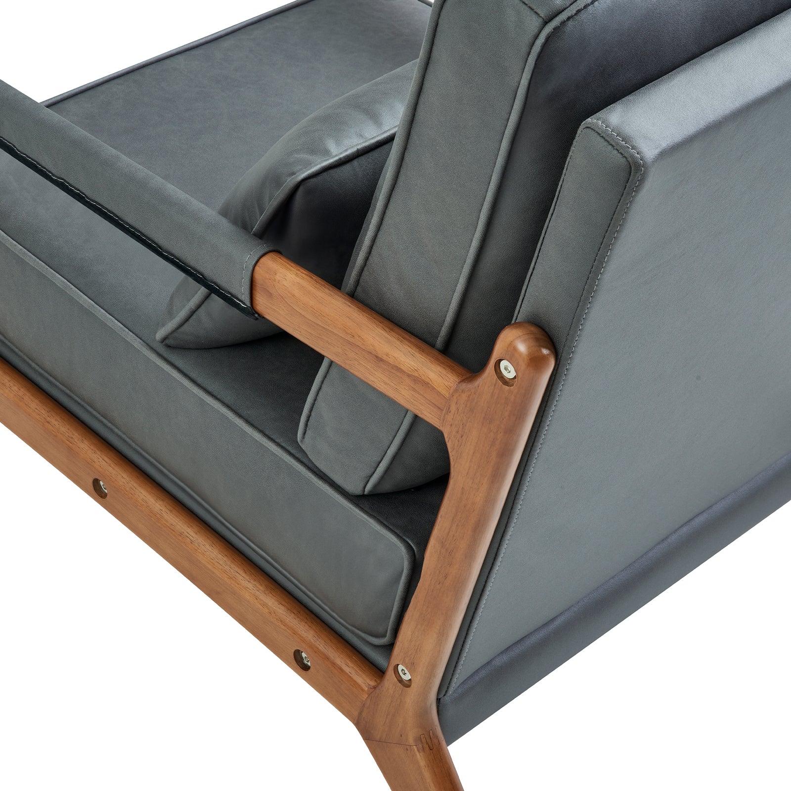Technical Fabric Recline, Oak Wood Frame Armchair