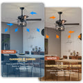 52 Inch Farmhouse Ceiling Fan with Remote,3 Lights matt black-american design-american