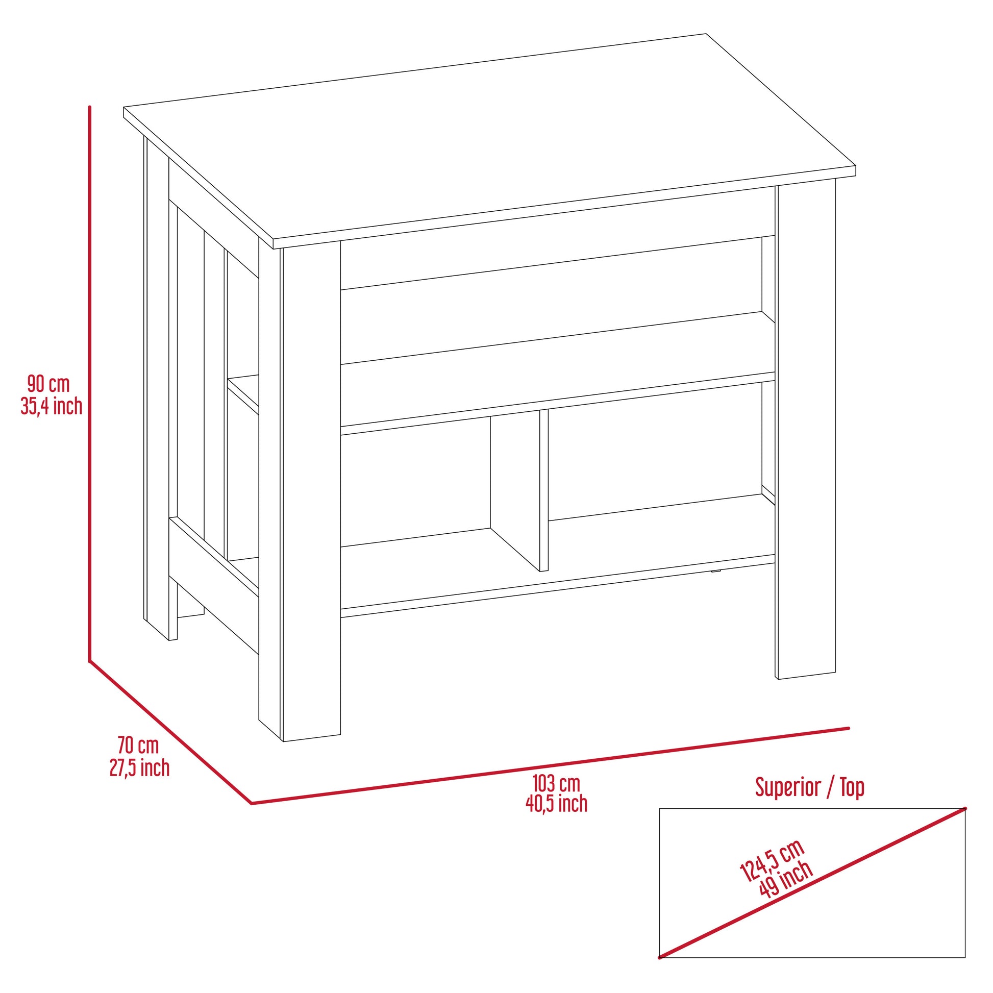 Brooklyn Antibacterial Surface Kitchen Island,