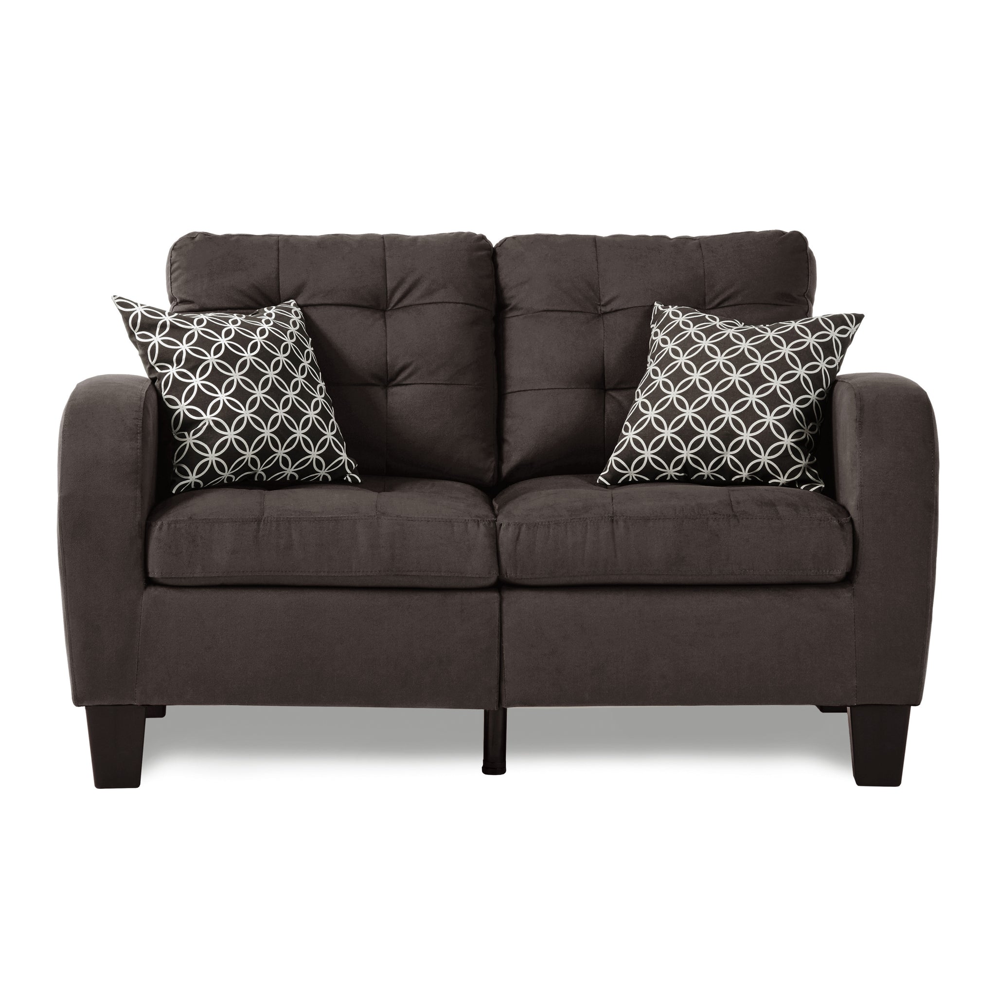 Chocolate Brown Contemporary Loveseat 1pc Tufted chocolate-wood-primary living