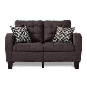 Chocolate Brown Contemporary Loveseat 1pc Tufted chocolate-wood-primary living