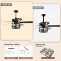 52 Inch Farmhouse Ceiling Fan with Remote,3 Lights matt black-american design-american