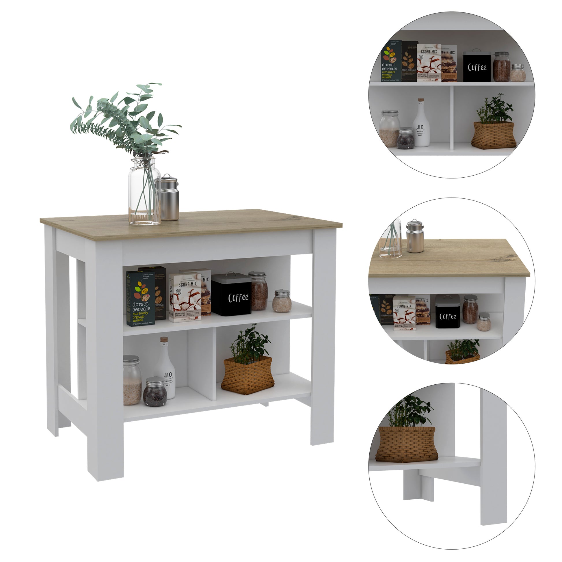 Brooklyn Antibacterial Surface Kitchen Island,