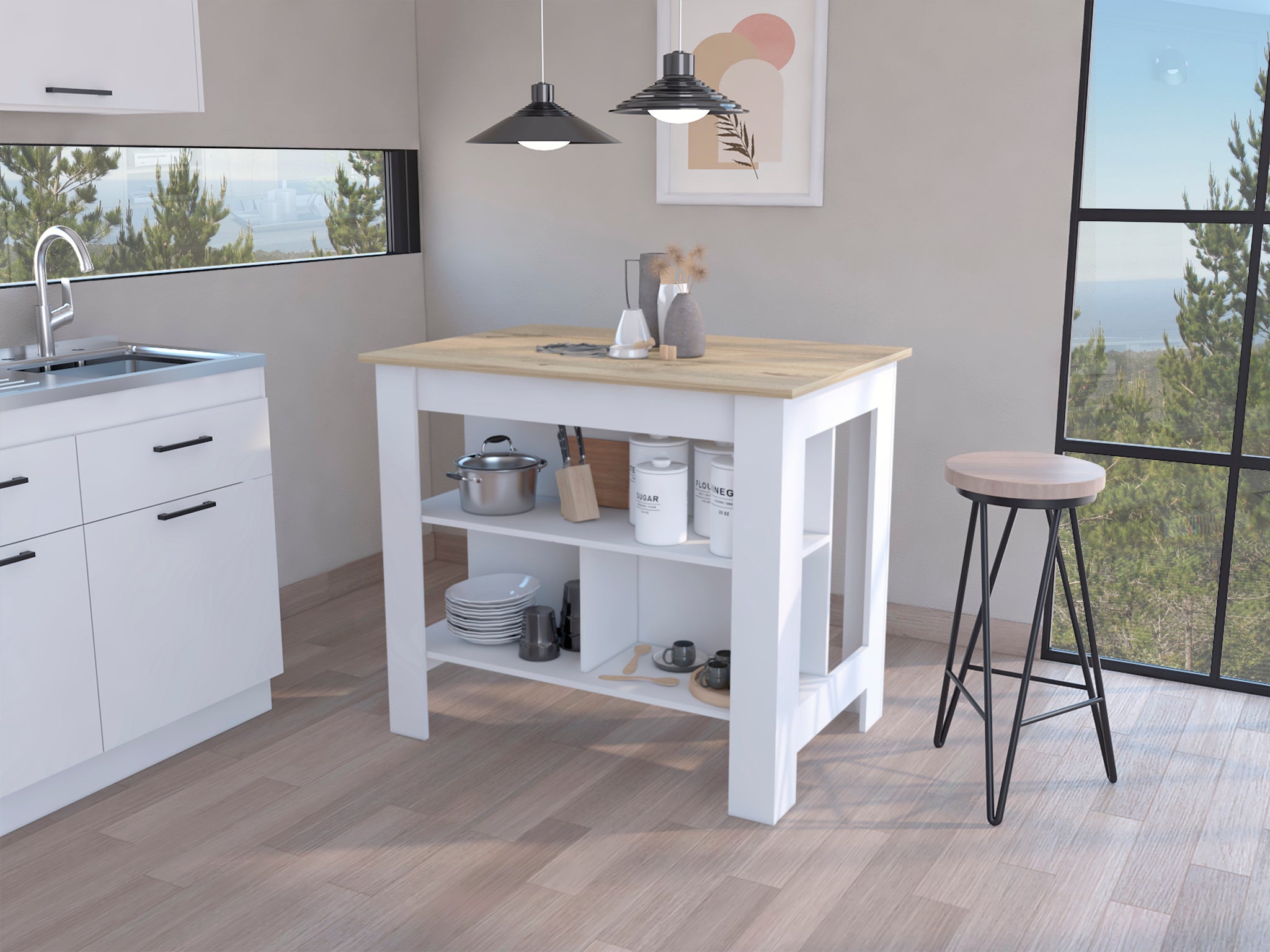 Brooklyn Antibacterial Surface Kitchen Island,