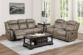 Classic Sandy Brown 1pc Double Reclining Loveseat with brown+sand-microfiber-wood-primary living