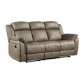 Classic Sandy Brown 1pc Double Reclining Sofa Plush