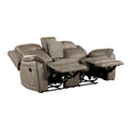 Classic Sandy Brown 1pc Double Reclining Loveseat with brown+sand-microfiber-wood-primary living