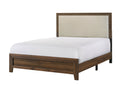 Brown Cherry Finish Fabric Upholstered Headboard box spring required-full-brown-bed frame-wood