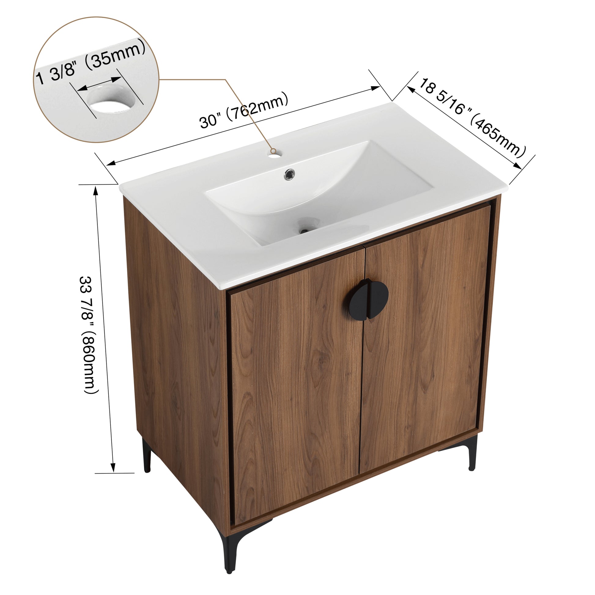 30 "Bathroom Vanity, 2 Doors, Bathroom Cabinet