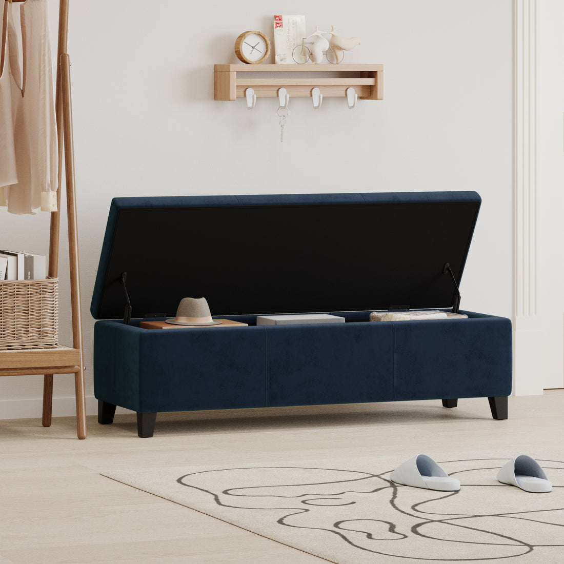 GLOUSTER STORAGE OTTOMAN V2 dark blue-velvet