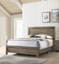 Grey Finish Fabric 1pc King Size Panel Bed Beautiful box spring required-king-grey-bed frame-wood