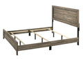 Grey Finish Fabric 1pc King Size Panel Bed Beautiful box spring required-king-grey-bed frame-wood