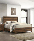 Brown Cherry Finish Fabric 1pc Full Size Panel Bed box spring required-full-brown-bed frame-wood