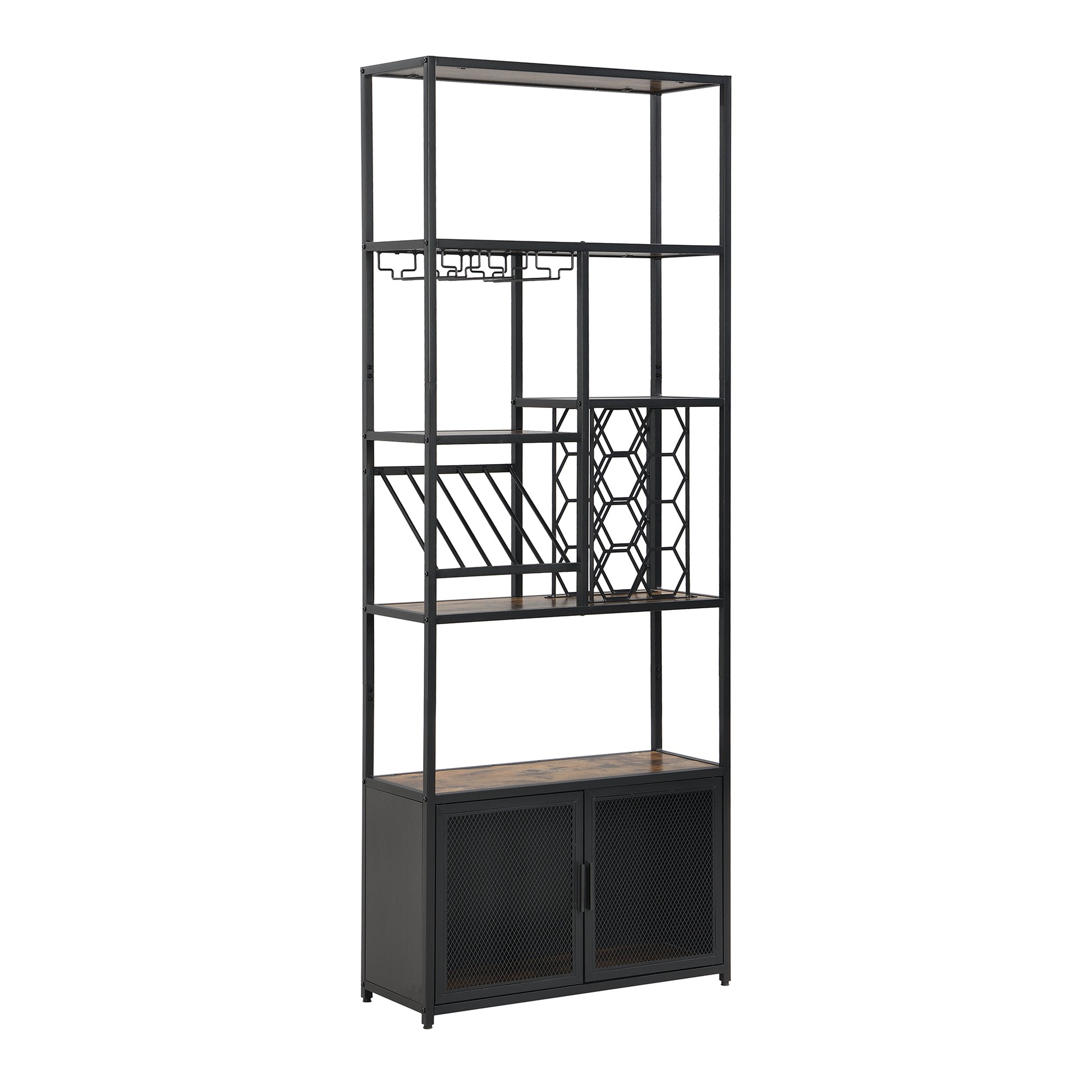 82.7" Industrial Standing Wine Rack With Glass