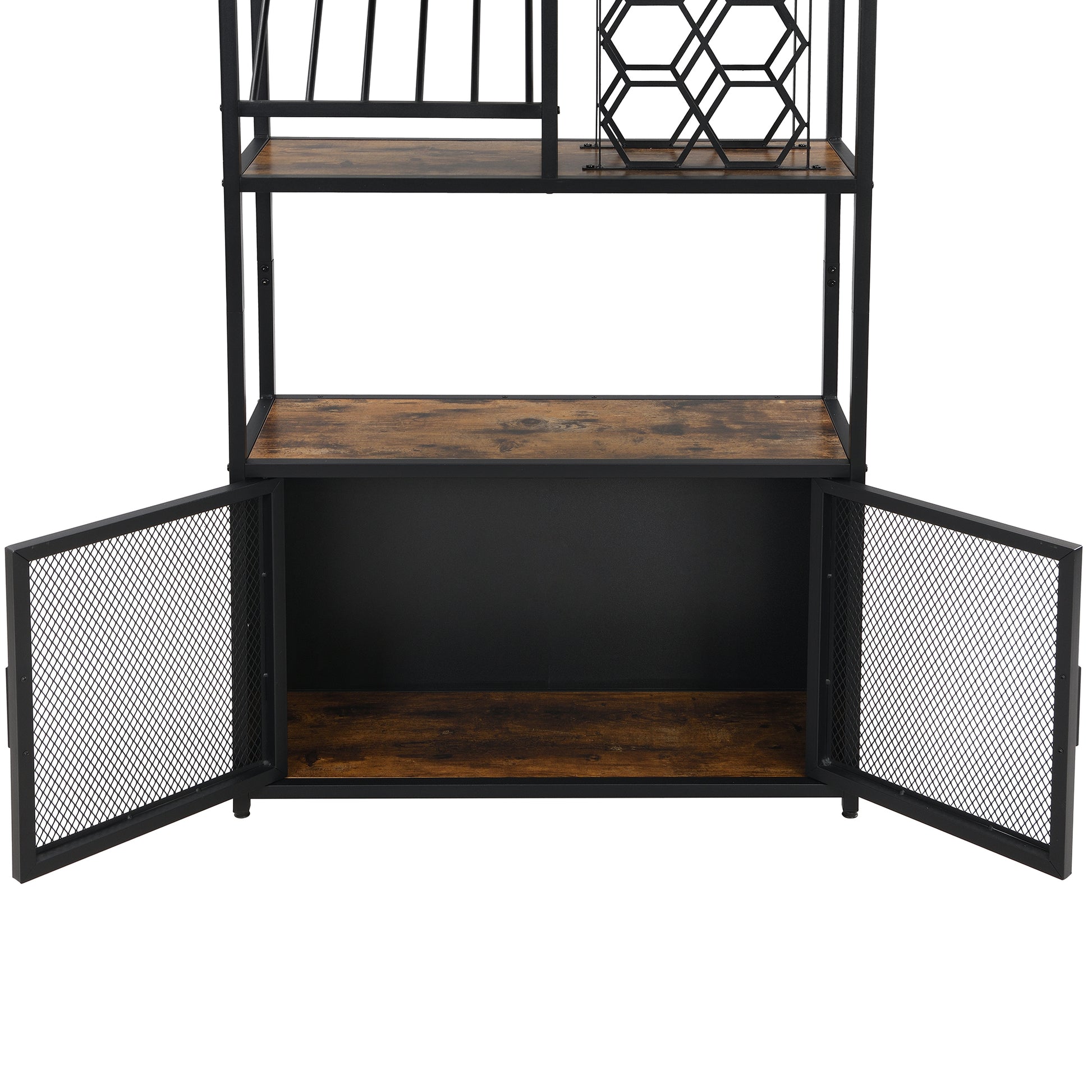 82.7" Industrial Standing Wine Rack With Glass