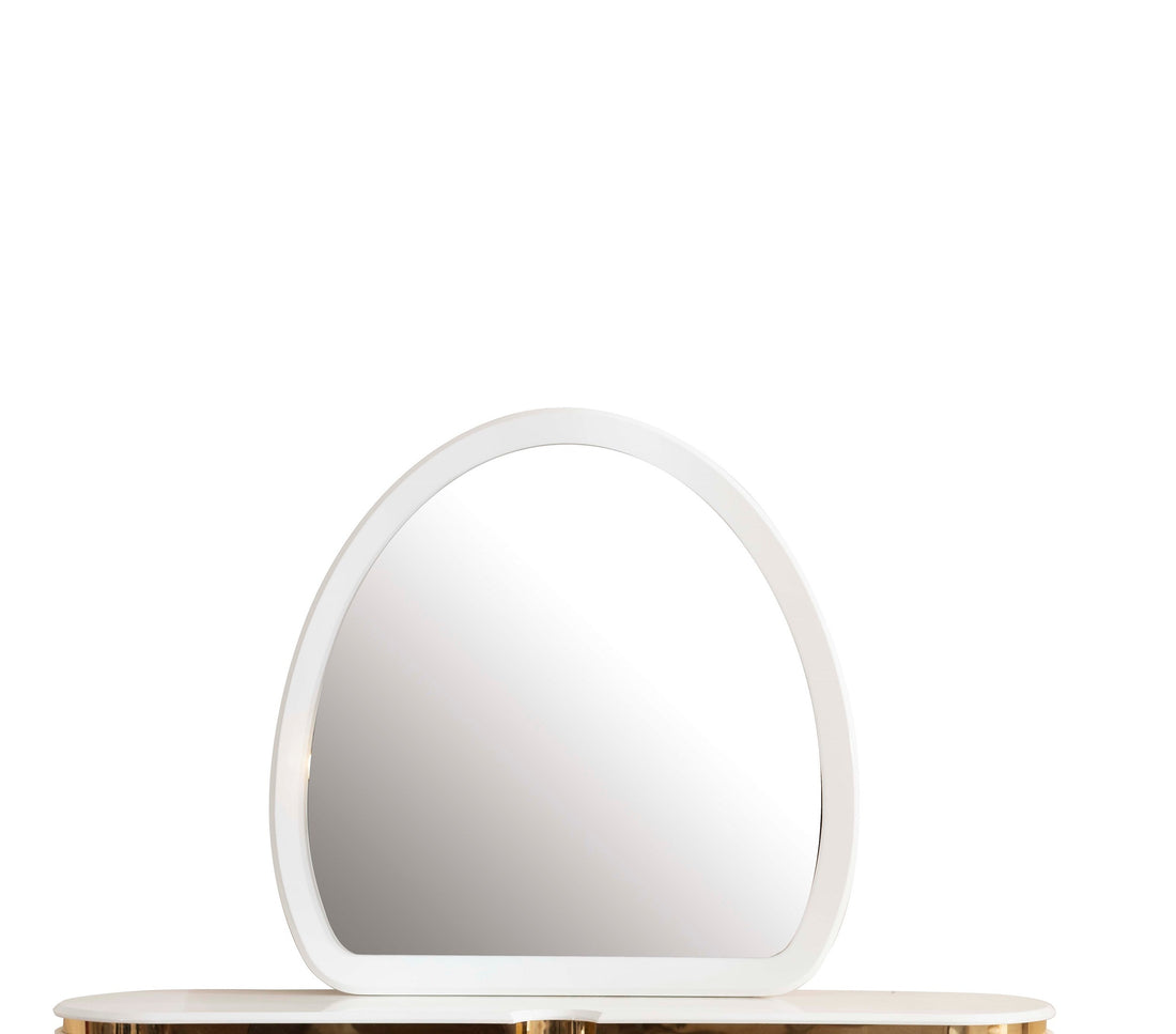 Laura Oval Shaped Mirror made with Wood in White