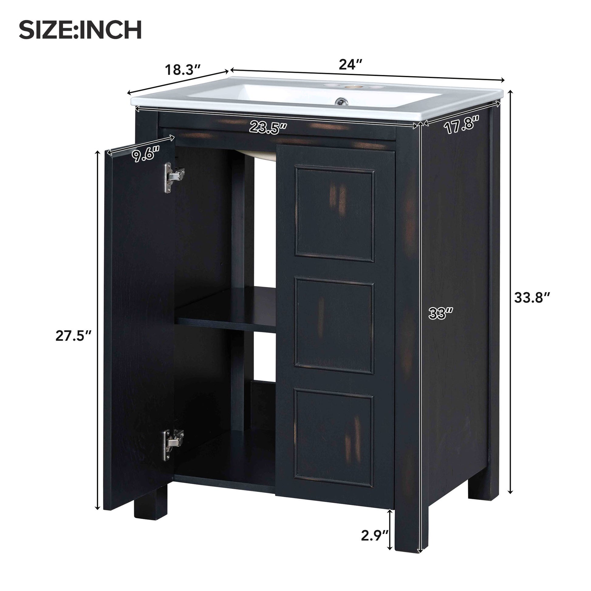 24x18x34 Inches Vintage Style Small Bathroom Vanity espresso-bathroom-solid wood+mdf