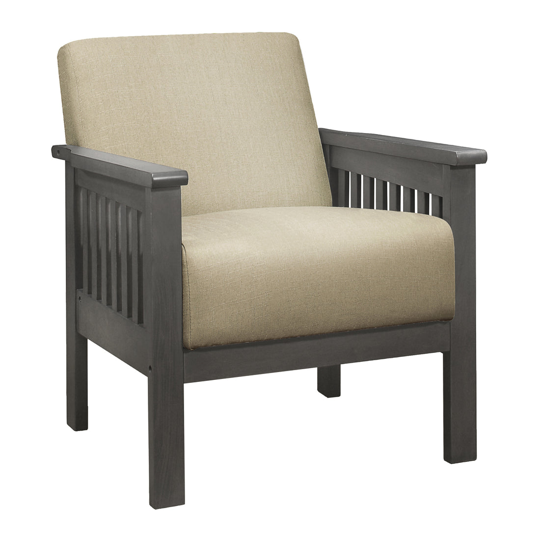 Gray Accent Chair 1pc Solid Wood Mission Arm Cushion gray-primary living
